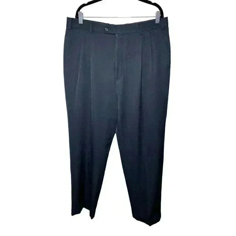 Brooks Brothers Pants Men 36x31 Navy Blue 100% Wool Slacks